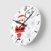 Ho, Ho, Ho Santa Clock Runde Wanduhr (Winkel)
