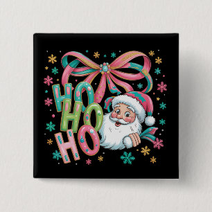 Ho Ho Ho Santa Coquette Schleife Retro Weihnachten Button