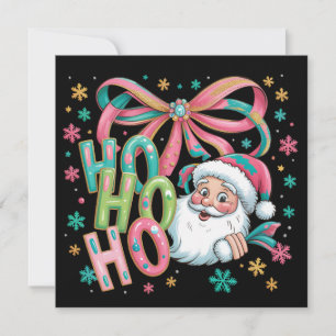 Ho Ho Ho Santa Coquette Schleife Retro Weihnachtsf Feiertagskarte