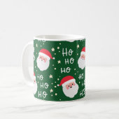 HO HO HO Santa Green Pattern Kaffee Tasse (Vorderseite Links)