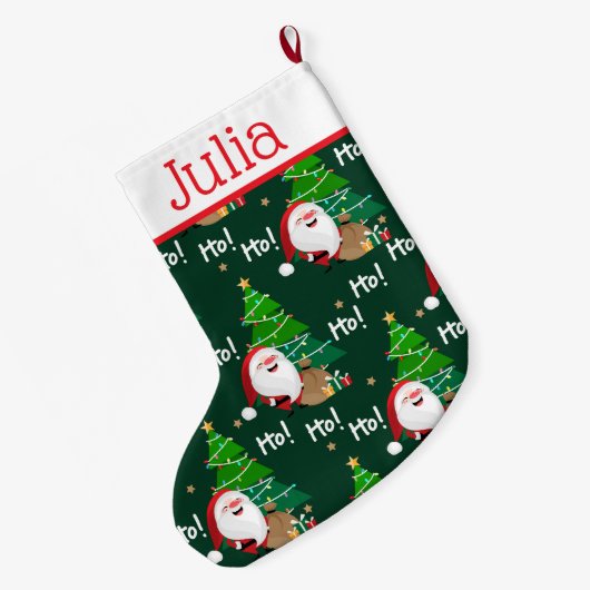 Ho Ho Ho Santa Großer Weihnachtsstrumpf (Rückseite (Hängend))