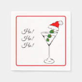 Ho Ho Ho Santa hat martini glass cocktail napkin Serviette (Vorderseite)