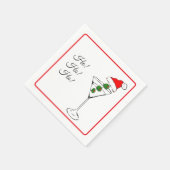 Ho Ho Ho Santa hat martini glass cocktail napkin Serviette (Ecke)