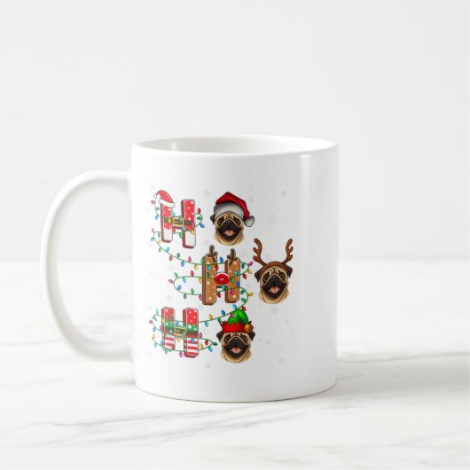 Ho Ho Ho Santa Reindeer Hat Elf Matching Mops Xmas Kaffeetasse (Links)