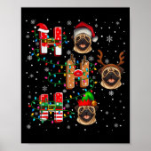 Ho Ho Ho Santa Reindeer Hat Elf Matching Mops Xmas Poster (Vorne)