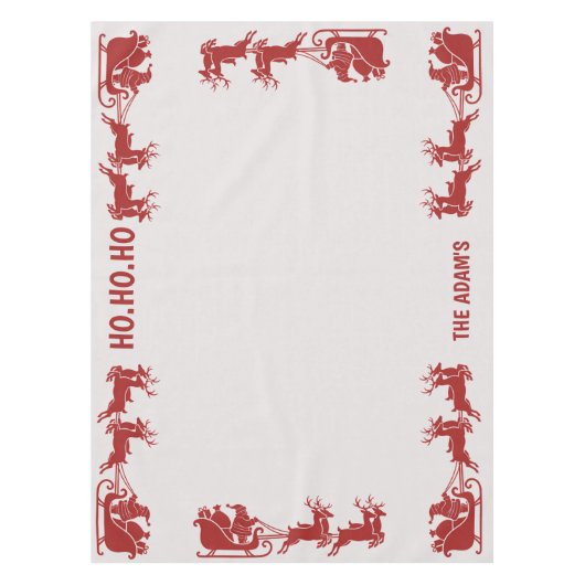 Ho Ho Ho Santa Sleigh Ride Christmas Tablecloth Tischdecke (Vorderseite)