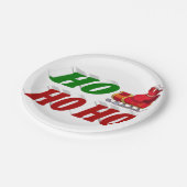 Ho Ho Ho Santa Sleigh Typografie Weihnachten Pappteller (Schrägansicht)