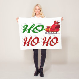 Ho Ho Ho Santa Sleigh Weihnachtsgrüne Schrift Fleecedecke