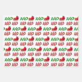 Ho Ho Ho Santa Sleigh Weihnachtsgrüne Schrift Geschenkpapier Set (Vorderseite 3)