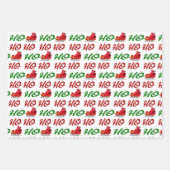 Ho Ho Ho Santa Sleigh Weihnachtsgrüne Schrift Geschenkpapier Set (Vorderseite)