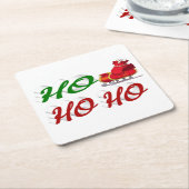 Ho Ho Ho Santa Sleigh Weihnachtsgrüne Schrift Rechteckiger Pappuntersetzer (angewinkelt)