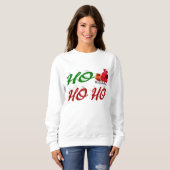 Ho Ho Ho Santa Sleigh Weihnachtsgrüne Schrift Sweatshirt (Vorne ganz)