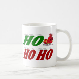 Ho Ho Ho Santa Sleigh Weihnachtshalbtypografie Kaffeetasse
