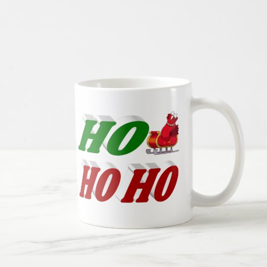 Ho Ho Ho Santa Sleigh Weihnachtshalbtypografie Kaffeetasse (Rechts)