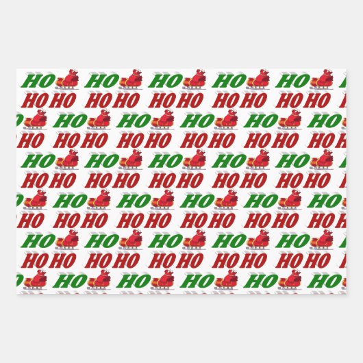 Ho Ho Ho Santa Sleigh Weihnachtstypografie Geschenkpapier Set (Vorderseite)