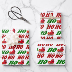 Ho Ho Ho Santa Sleigh Weihnachtstypografie Geschenkpapier Set