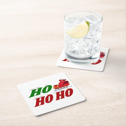 Ho Ho Ho Santa Sleigh Weihnachtstypografie Rechteckiger Pappuntersetzer (Vor Ort)