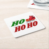 Ho Ho Ho Santa Sleigh Weihnachtstypografie Rechteckiger Pappuntersetzer (angewinkelt)