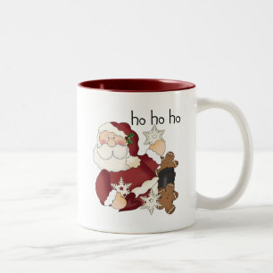 Ho Ho Ho Santa T - Shirt und Geschenke Zweifarbige Tasse