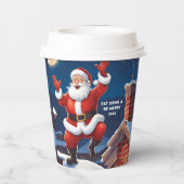 Ho Ho Ho Santa Tanzen auf den Dächern Weihnachten Pappbecher (Rückseite)