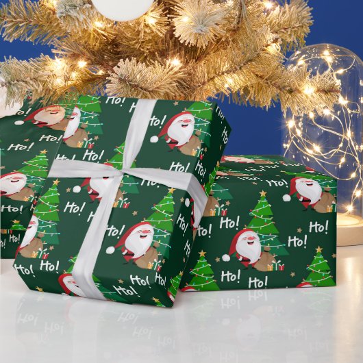 Ho Ho Ho Santa und Weihnachtsbaum Geschenkpapier (Feiertage)