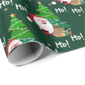 Ho Ho Ho Santa und Weihnachtsbaum Geschenkpapier (Rolleneckpunkt)