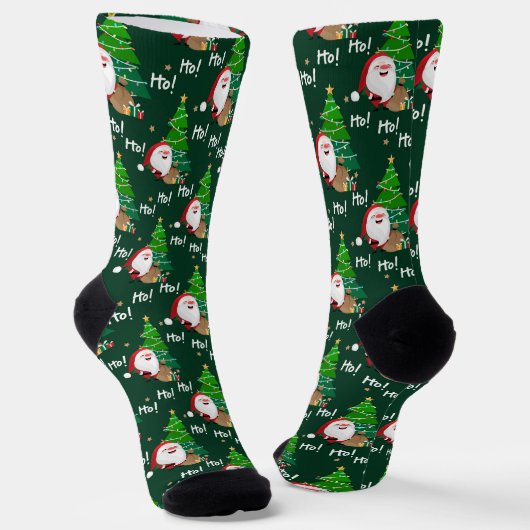 Ho Ho Ho Santa und Weihnachtsbaum Socken (Gewinkelt)