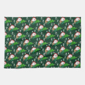 Ho Ho Ho Santa und Weihnachtsbaumen Geschirrtuch (Horizontal)