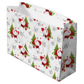 Ho Ho Ho Santa und Weihnachtsbaumen Große Geschenk Große Geschenktüte (Rückseite Schrägansicht)