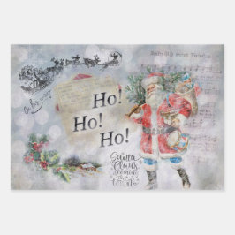 Ho Ho Ho Santa Vintage Weihnachten Geschenkpapier Set