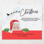 HO HO HO SANTA XMAS TEXT SCHAUMWEINETIKETT (Einzelnes Label)