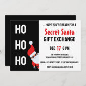 HO HO HO Secret Weihnachts-Party Einladung (Vorne/Hinten)