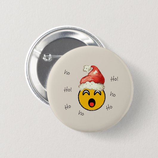 Ho Ho Ho smiley santa Button (Vorne & Hinten)