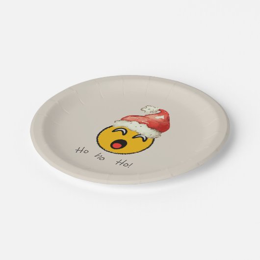 Ho Ho Ho smiley santa Pappteller (Schrägansicht)