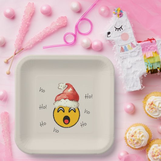 Ho Ho Ho smiley santa Pappteller (Party)