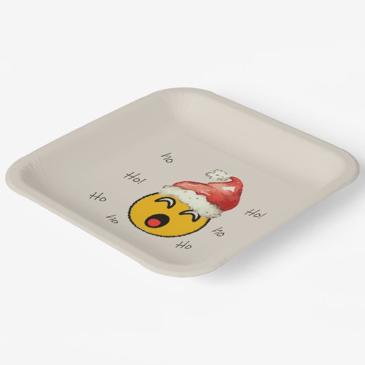 Ho Ho Ho smiley santa Pappteller (Gewinkelt)