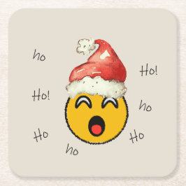 Ho Ho Ho smiley santa Rechteckiger Pappuntersetzer