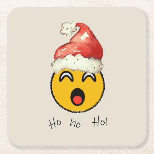 Ho Ho Ho smiley santa Rechteckiger Pappuntersetzer (Vorderseite)