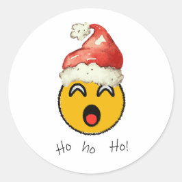 Ho Ho Ho smiley santa Runder Aufkleber