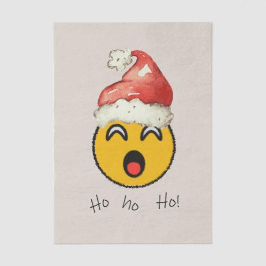 Ho Ho Ho smiley santa Seidenpapier (Vorderseite)