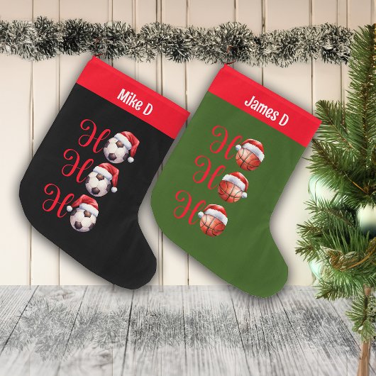 Ho Ho Ho Soccer Individuelle Name Großer Weihnachtsstrumpf