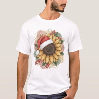 Ho Ho Ho Sonnenblumen-Weihnachtsmann T-Shirt