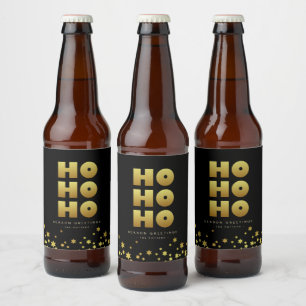 Ho Ho Ho Spaß Weihnachten Black & Gold Bierflasc Bierflaschenetikett