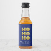 Ho Ho Ho | Spaß Weihnachten Blau & Gold Alkoholflaschenetikett (Vorderseite)