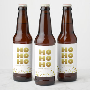 Ho Ho Ho Spaß Weihnachten Weiß & Gold Bierflaschenetikett