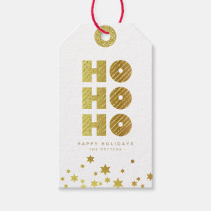 Ho Ho Ho   Spaß Weihnachten White & Gold Mini Geschenkanhänger