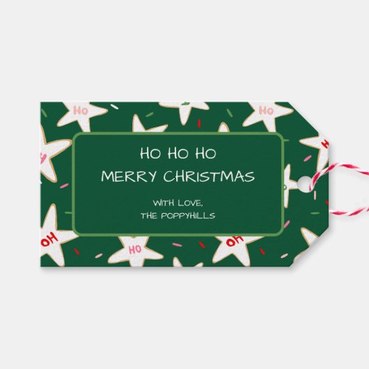 Ho Ho Ho Star Cookie Christmas Geschenkanhänger (Vorderseite (Horizontal))