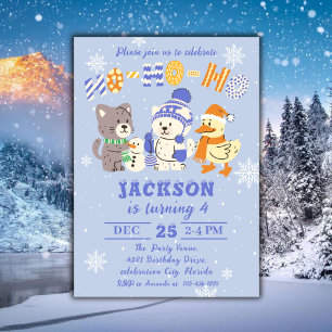 Ho Ho Ho Süße Wintertiere Weihnachten Geburtstag Einladung