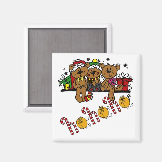 Ho Ho Ho Teddy Bears Magnet (Vorderseite/Rückseite)