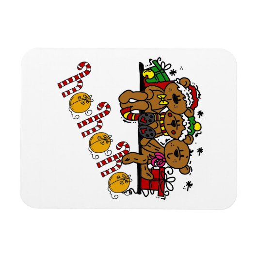 Ho Ho Ho Teddy Bears Magnet (Horizontal)